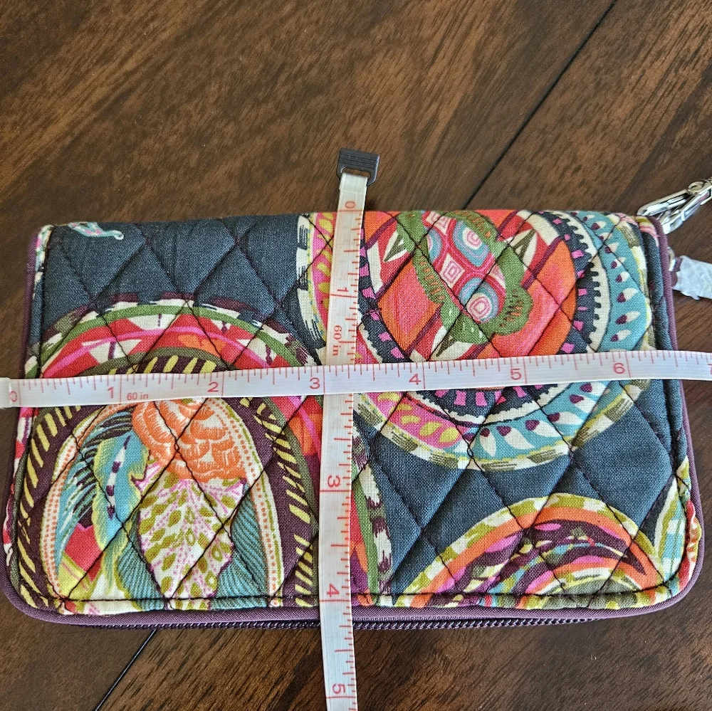 Vera Bradley RFID paisley print wristlet, brown/ Green
